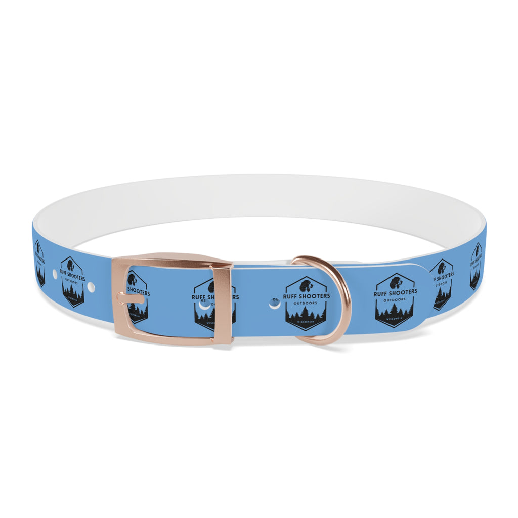 Ruff Shooters Logo Dog Collar — Light Blue Outdoor Adventure Pet Collar