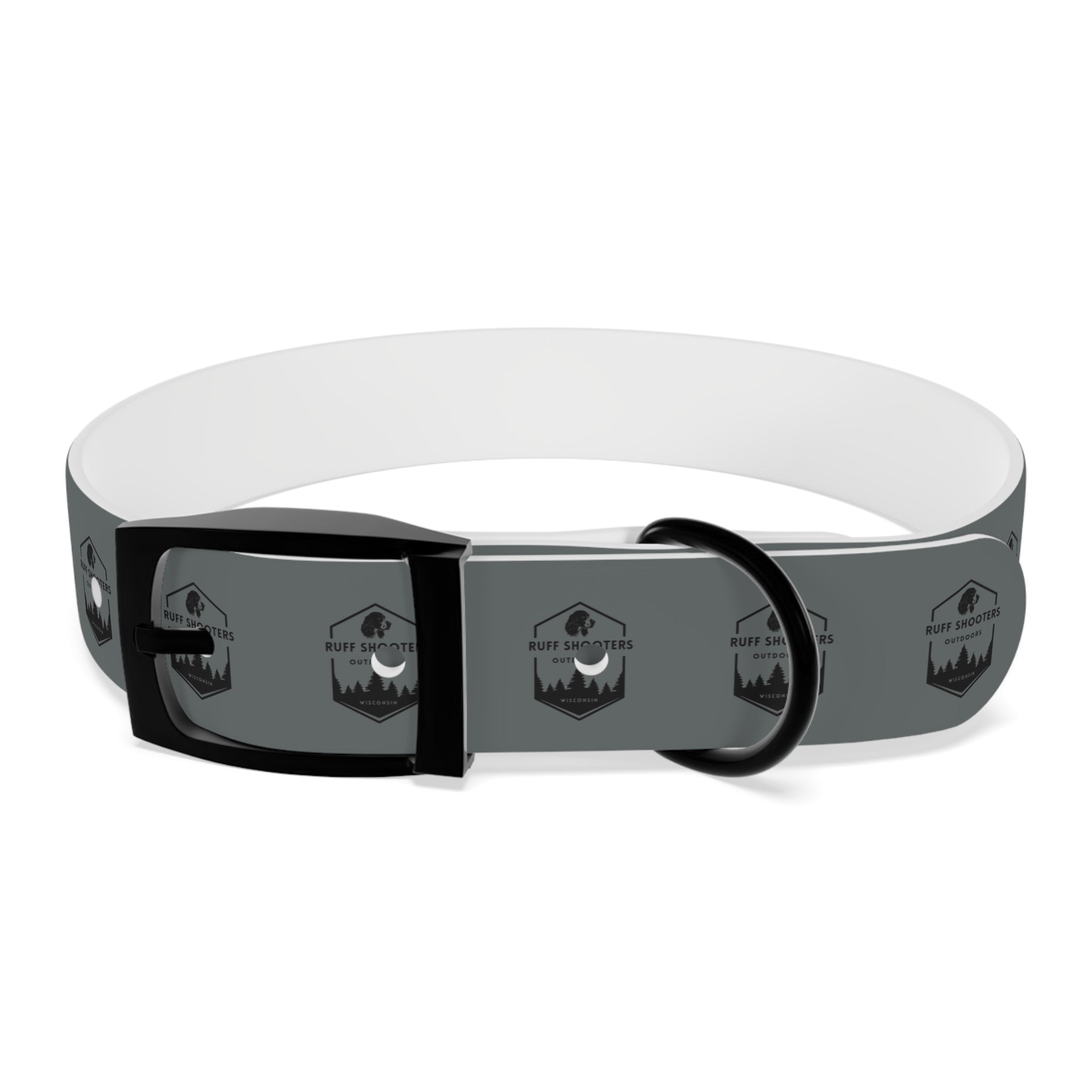 Ruff Shooters Logo Dog Collar — Grey Outdoor Adventure Pet Collar