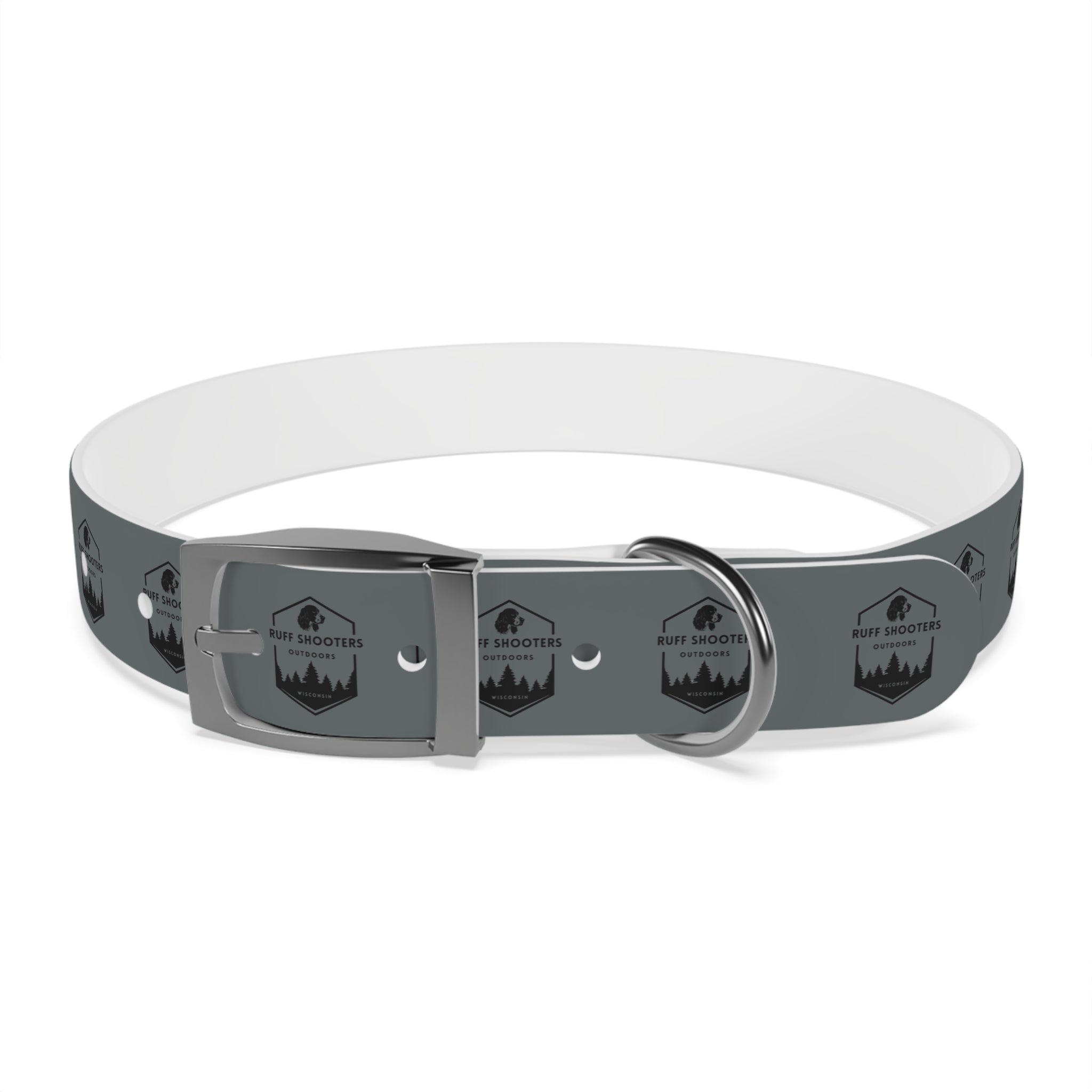 Ruff Shooters Logo Dog Collar — Grey Outdoor Adventure Pet Collar