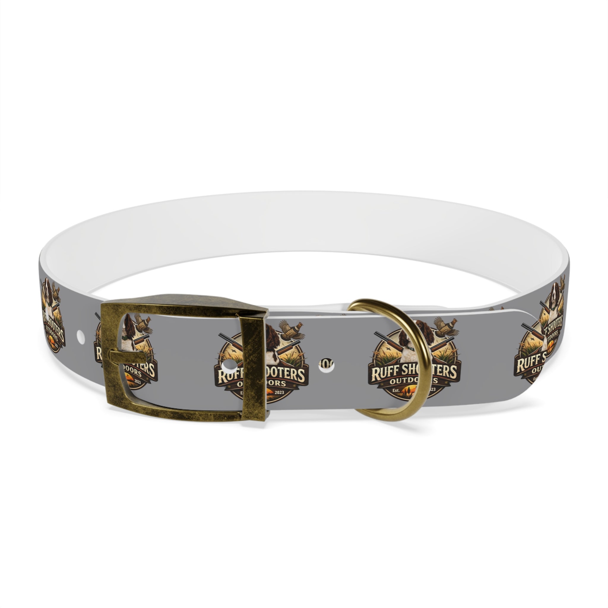 Ruff Shooters Grouse Logo Dog Collar —Grey Outdoor Adventure Pet Collar