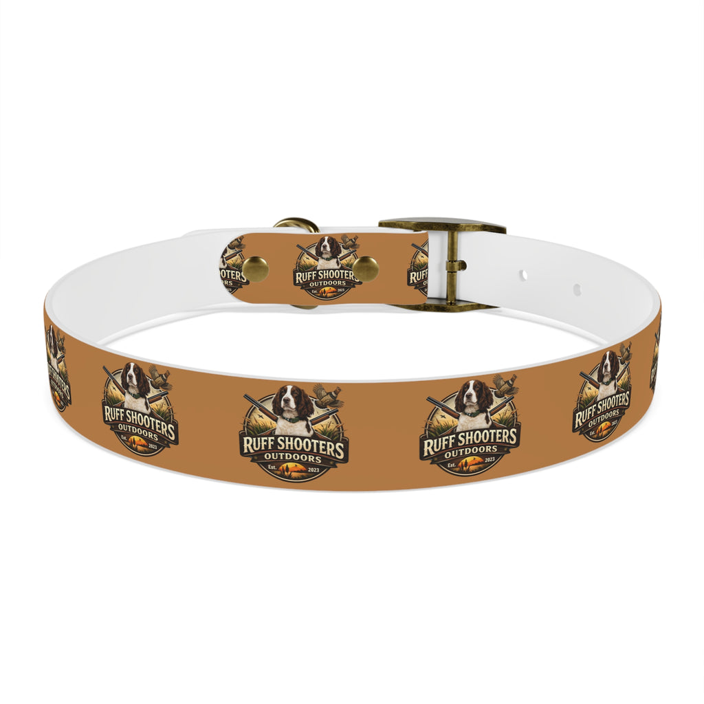 Ruff Shooters Grouse Logo Dog Collar —Tan Outdoor Adventure Pet Collar