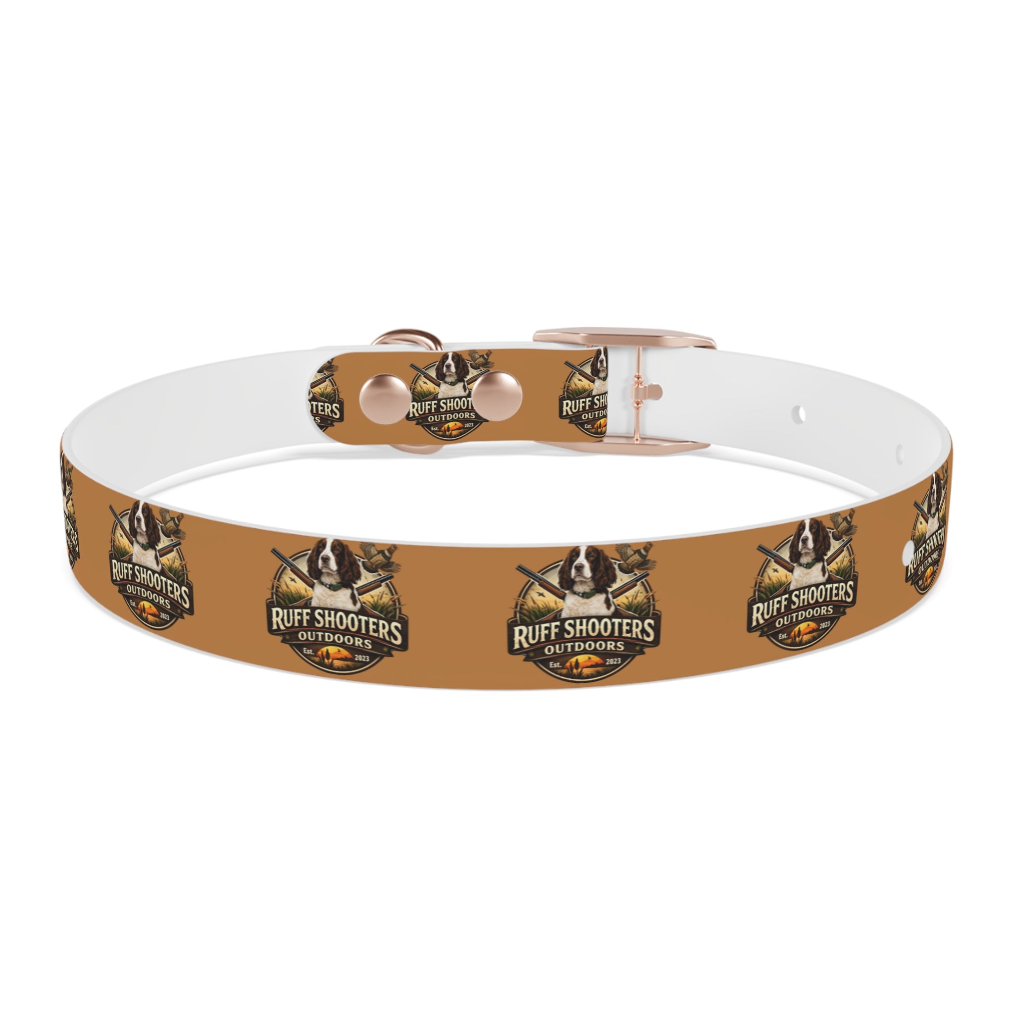 Ruff Shooters Grouse Logo Dog Collar —Tan Outdoor Adventure Pet Collar