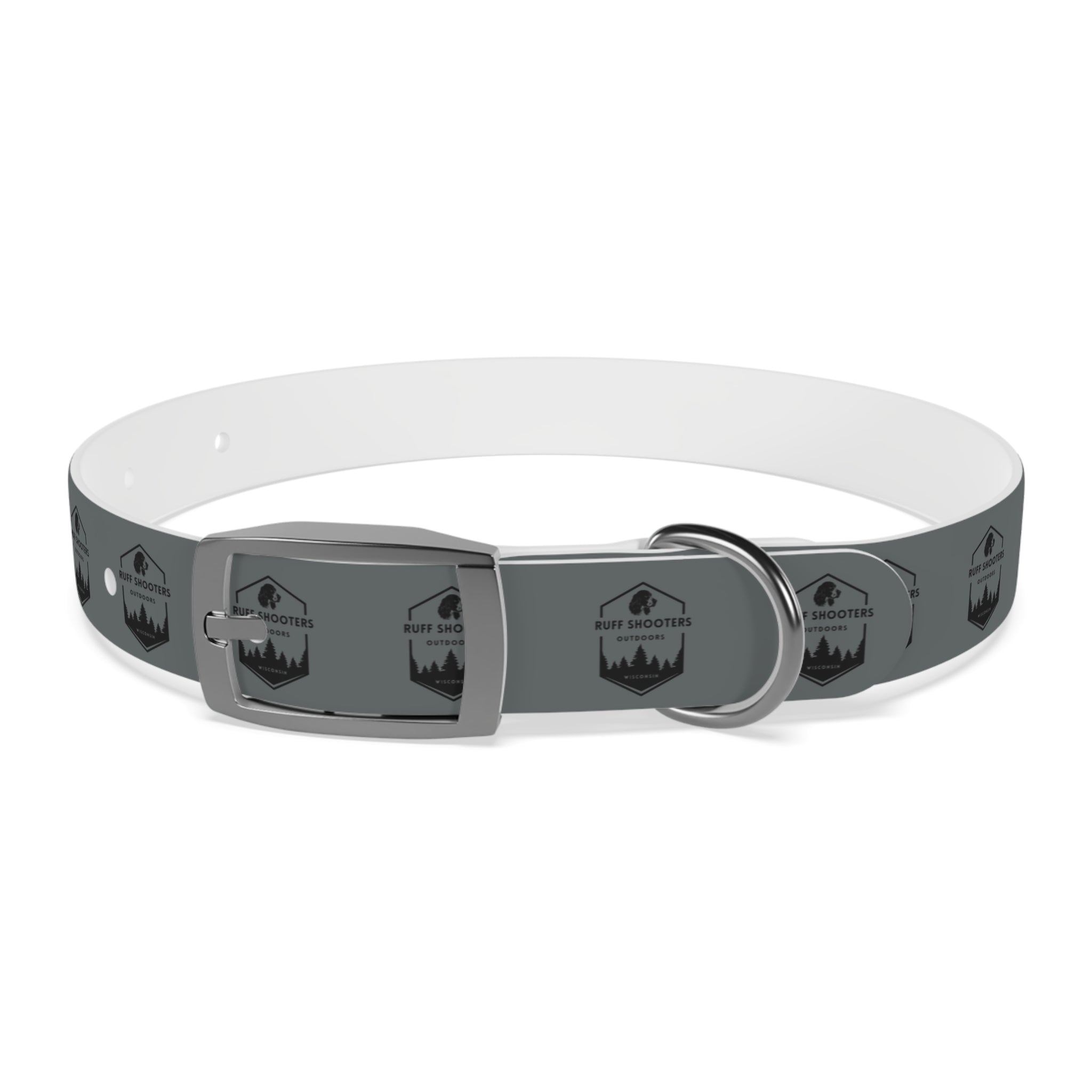Ruff Shooters Logo Dog Collar — Grey Outdoor Adventure Pet Collar