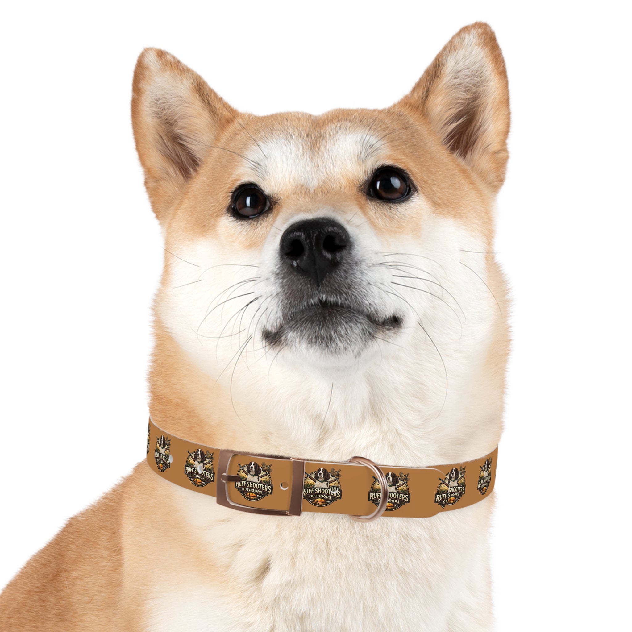 Ruff Shooters Grouse Logo Dog Collar —Tan Outdoor Adventure Pet Collar