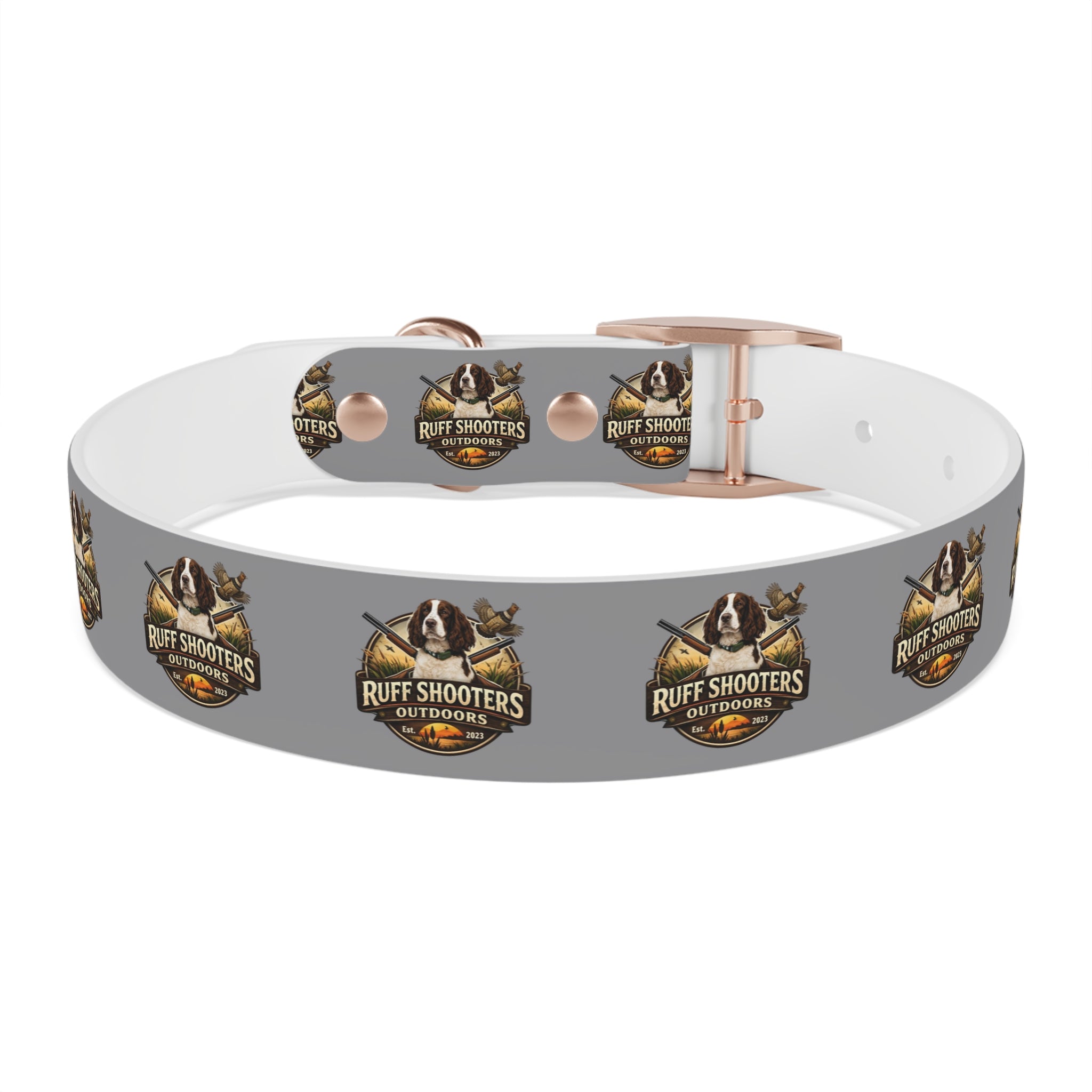 Ruff Shooters Grouse Logo Dog Collar —Grey Outdoor Adventure Pet Collar