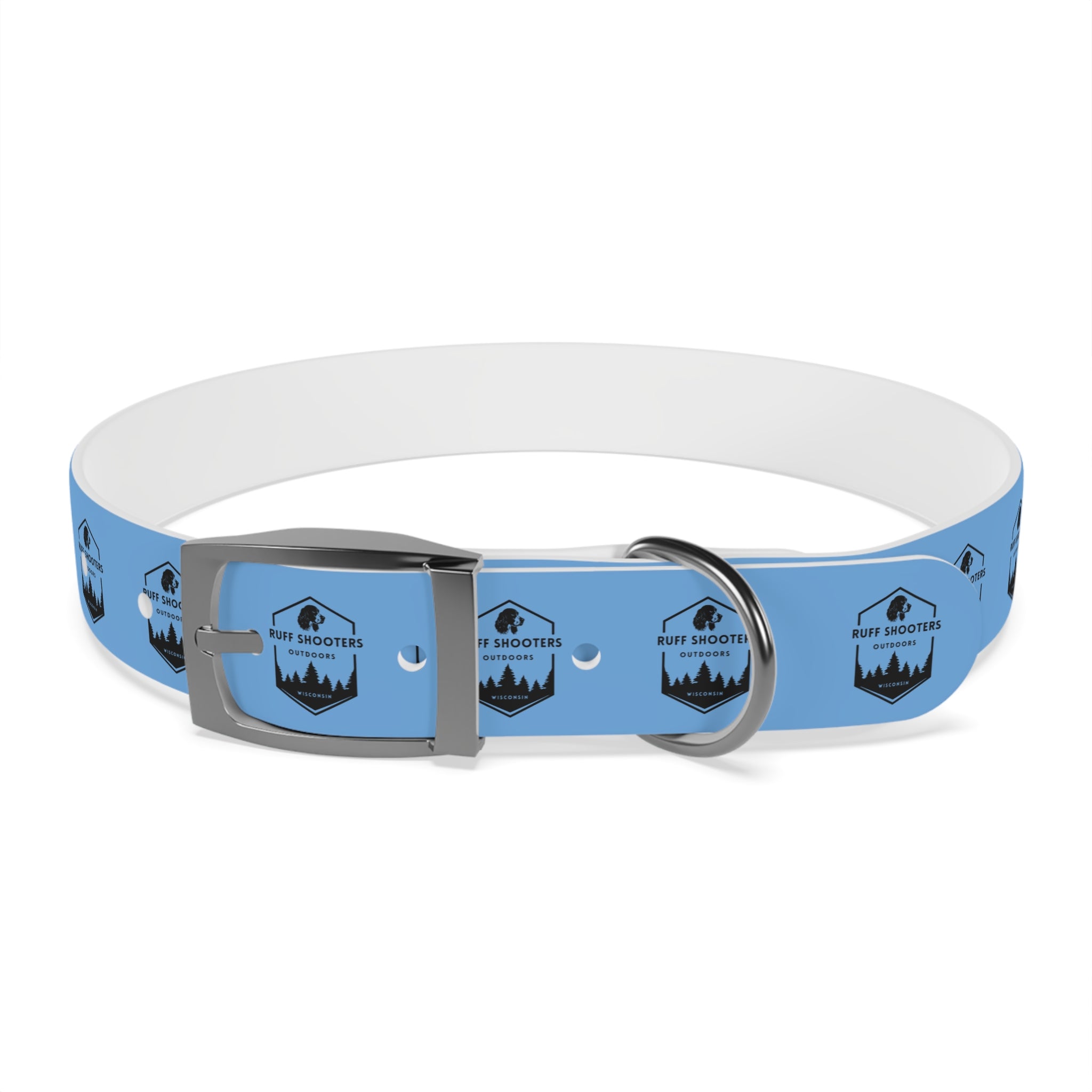 Ruff Shooters Logo Dog Collar — Light Blue Outdoor Adventure Pet Collar