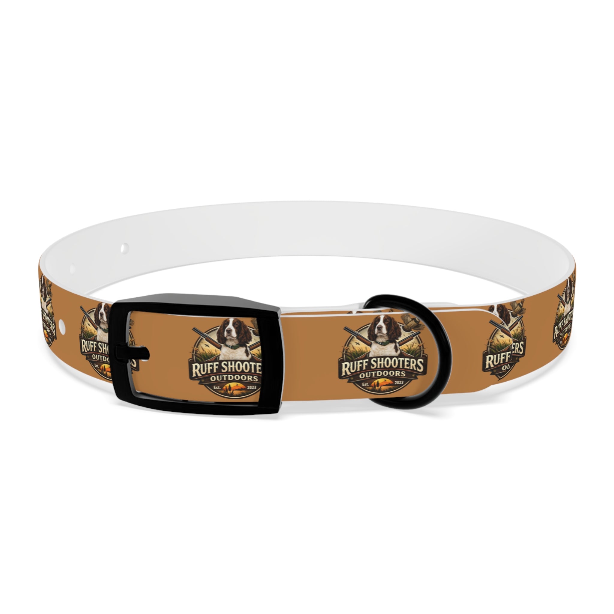 Ruff Shooters Grouse Logo Dog Collar —Tan Outdoor Adventure Pet Collar