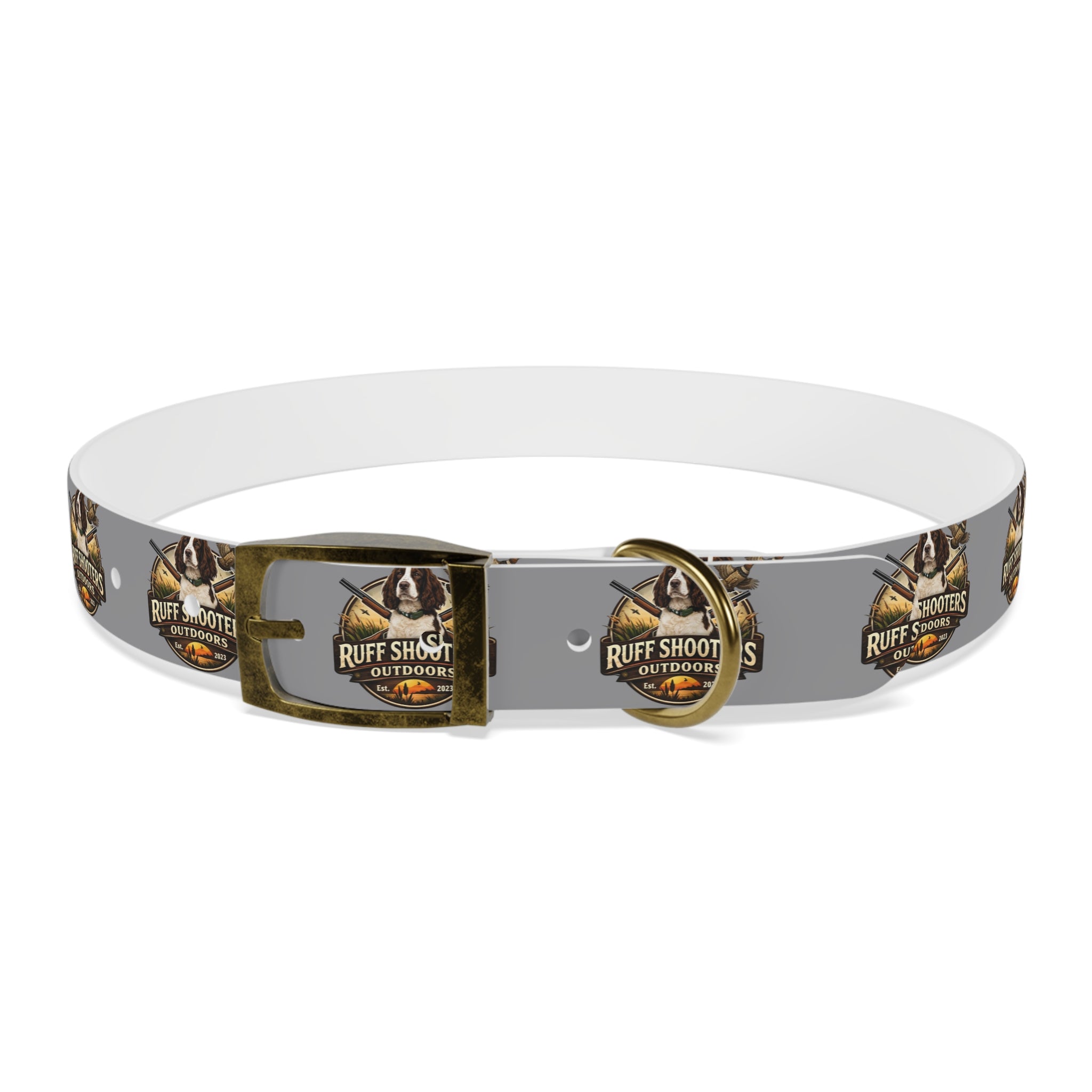 Ruff Shooters Grouse Logo Dog Collar —Grey Outdoor Adventure Pet Collar