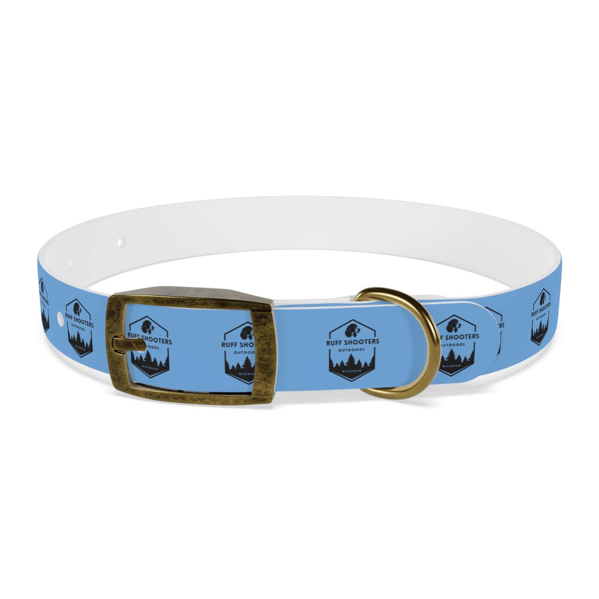 Ruff Shooters Logo Dog Collar — Light Blue Outdoor Adventure Pet Collar