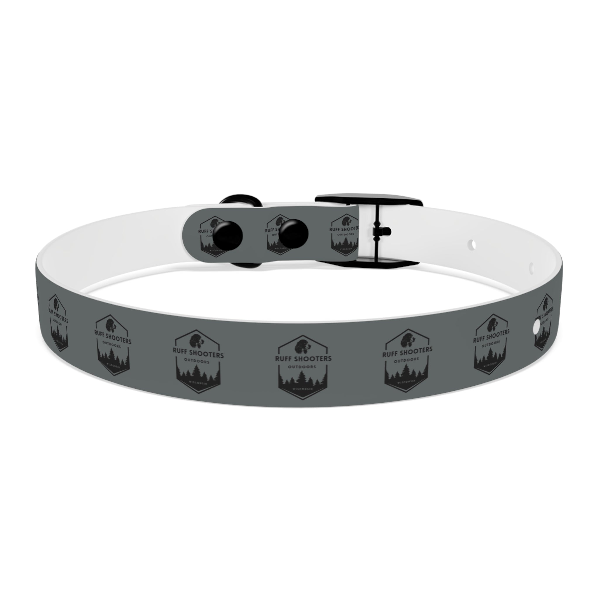 Ruff Shooters Logo Dog Collar — Grey Outdoor Adventure Pet Collar