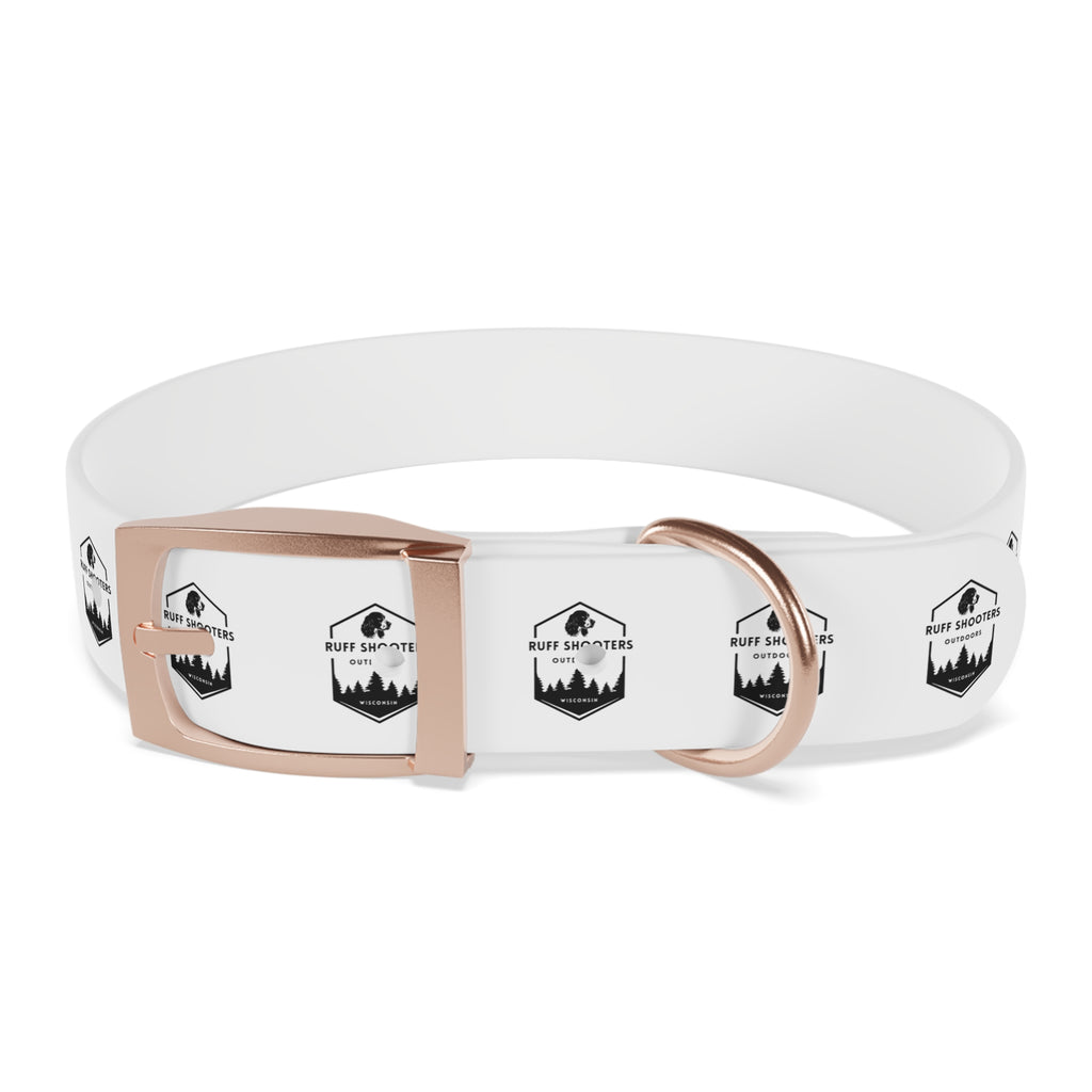 Ruff Shooters Logo Dog Collar — White Outdoor Adventure Pet Collar