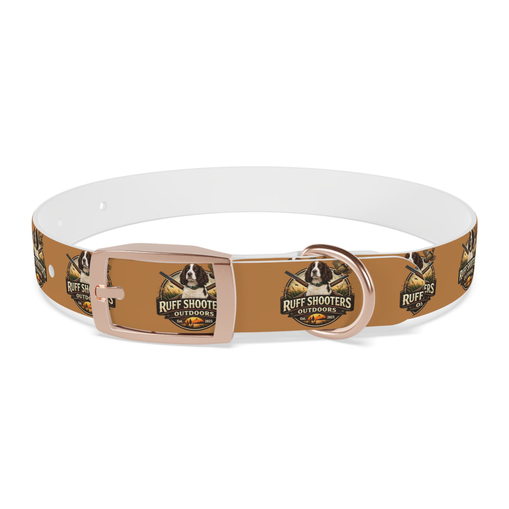 Ruff Shooters Grouse Logo Dog Collar —Tan Outdoor Adventure Pet Collar