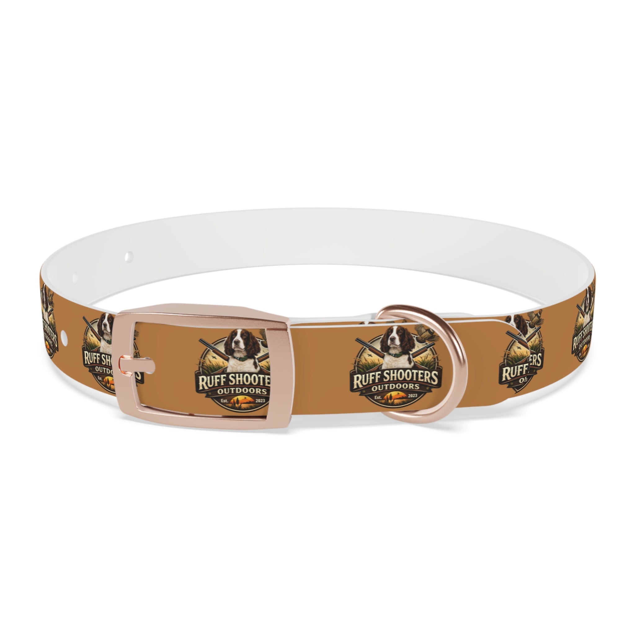 Ruff Shooters Grouse Logo Dog Collar —Tan Outdoor Adventure Pet Collar