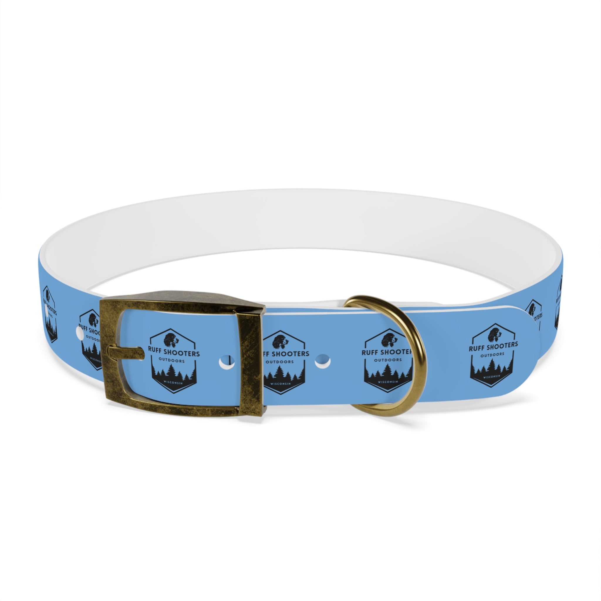 Ruff Shooters Logo Dog Collar — Light Blue Outdoor Adventure Pet Collar