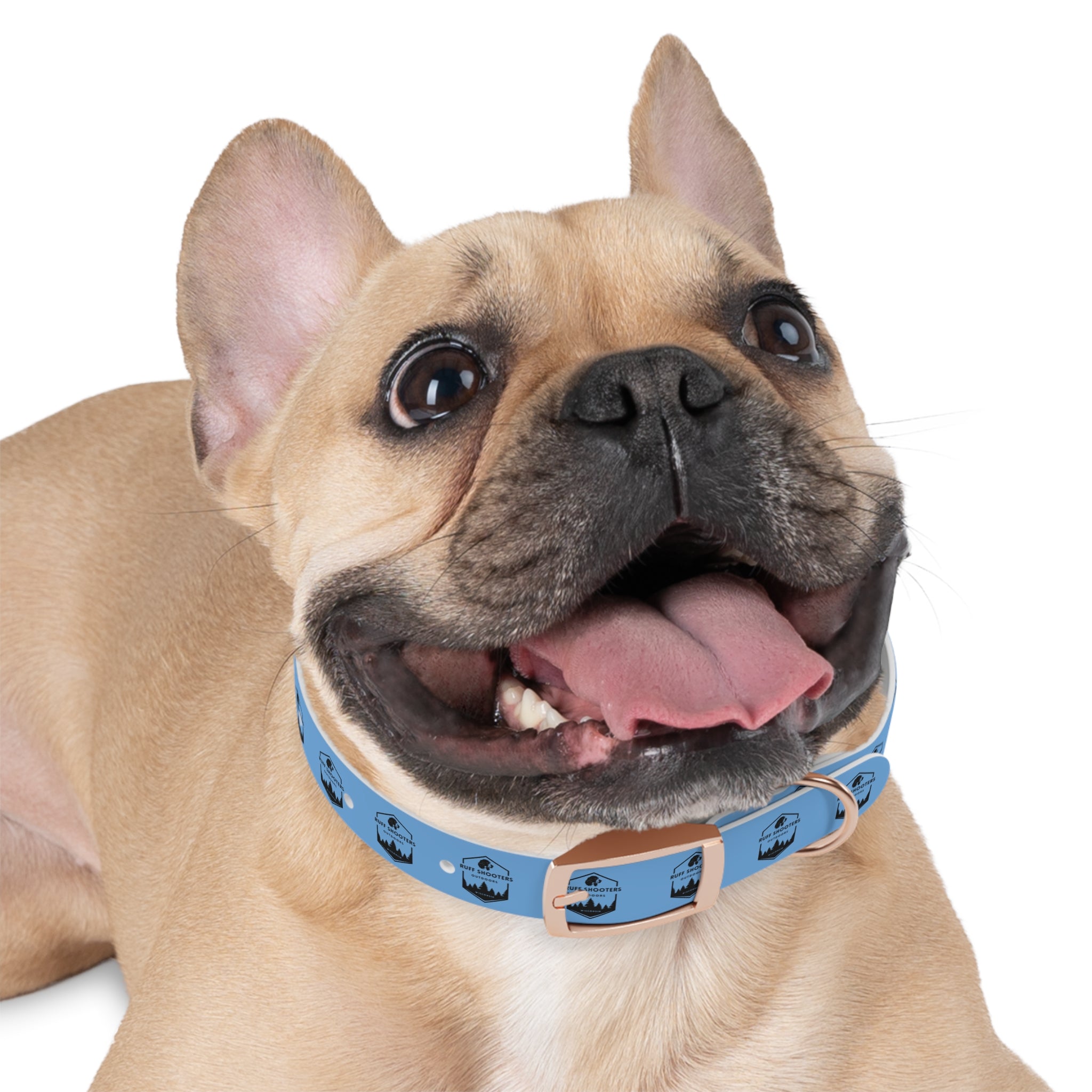Ruff Shooters Logo Dog Collar — Light Blue Outdoor Adventure Pet Collar