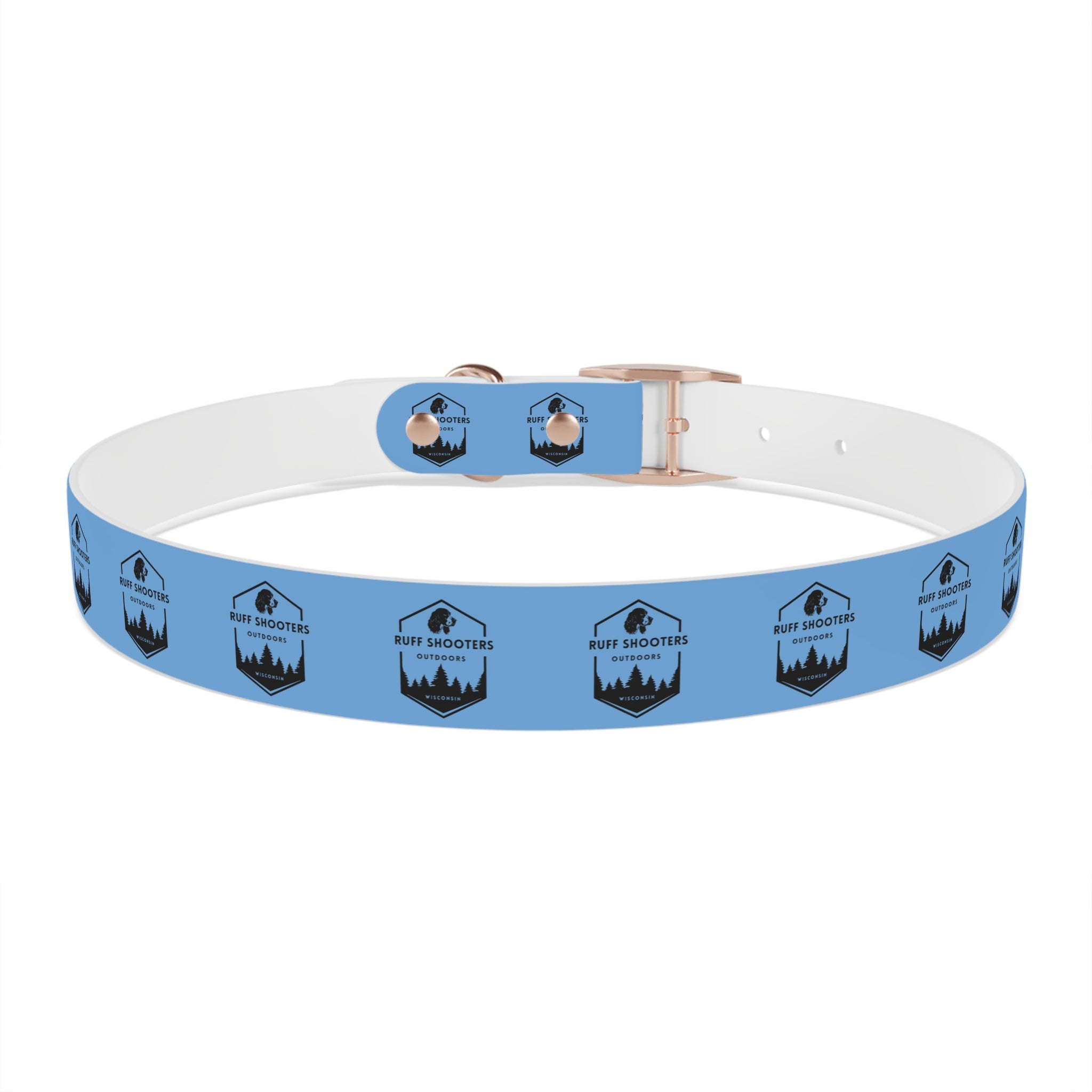 Ruff Shooters Logo Dog Collar — Light Blue Outdoor Adventure Pet Collar