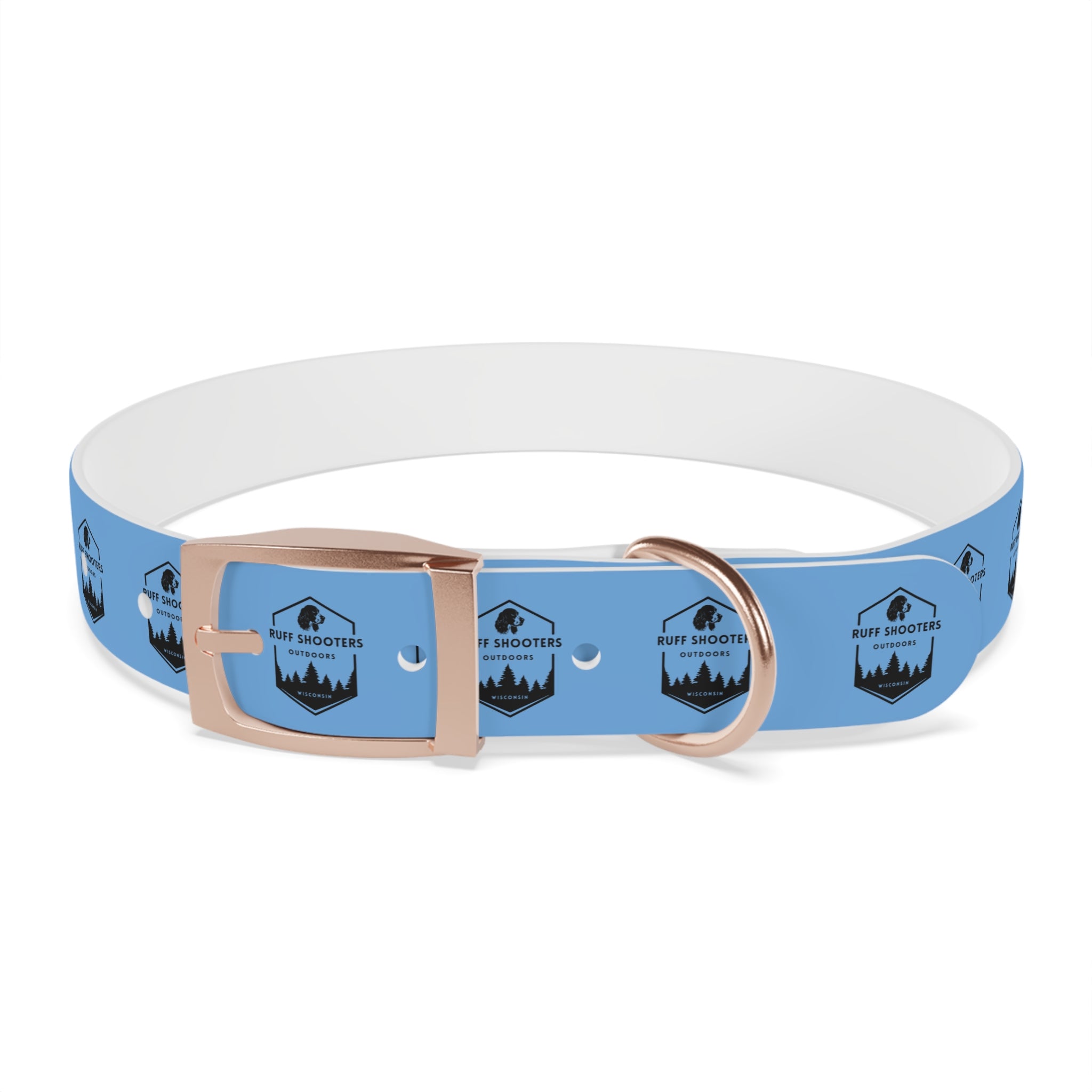 Ruff Shooters Logo Dog Collar — Light Blue Outdoor Adventure Pet Collar